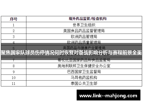 聚焦国家队球员伤停情况何时恢复对备战影响分析与赛程前景全面